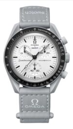 Relógio Swatch X Omega Moonswatch Speedmaster Moon 1965 Cron Cinza Preto Branco