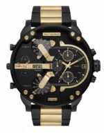 Relógio Diesel Mr. Daddy 2.0 Multi Time Bicolor Dz7465b1p1pk Correia Dourado Bisel Preto Fundo Preto