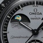 Pulseira de pulso Omega Swatch Moonswatch Mission Earthphase, moldura preta, fundo cinza escuro - Imagem 5