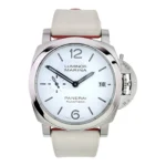 Relógio masculino Panerai Luminor Marina com mostrador branco em aço